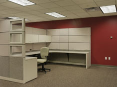 Office with florescent lighting