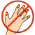 icon of hand with long red nails with an X mark through it