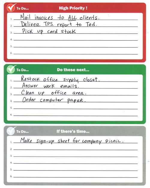 priority lists are color coded