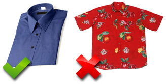 boring shirt vs. colorful shirt