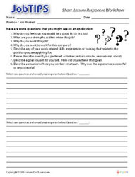 Short Answer Worksheet