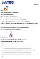 Starting a New Job Worksheet